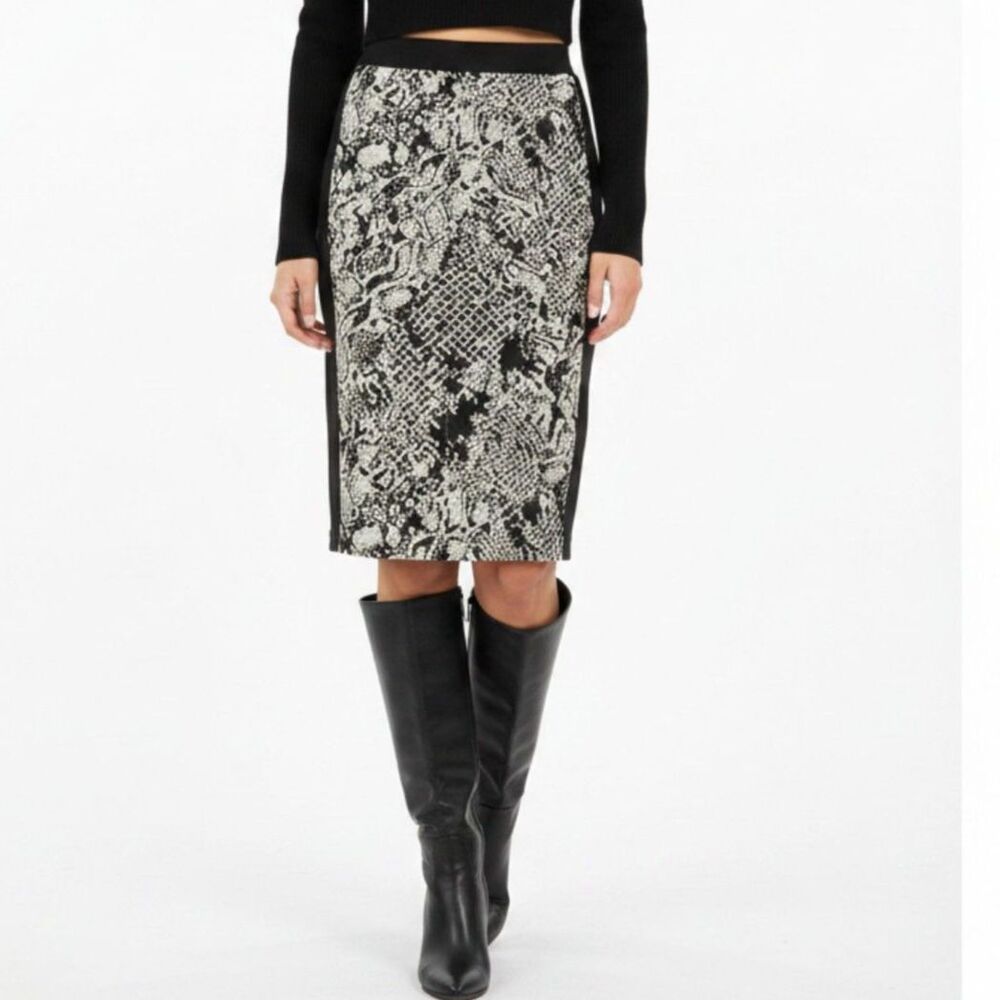 Yoana Baraschi Anthropologie Black & White Woven Knit Midi Skirt M